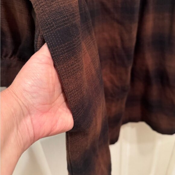 Madewell Brown & black Plaid 3/4 Sleeve tunic /Dress Medium pockets 100% cotton - Picture 6 of 8